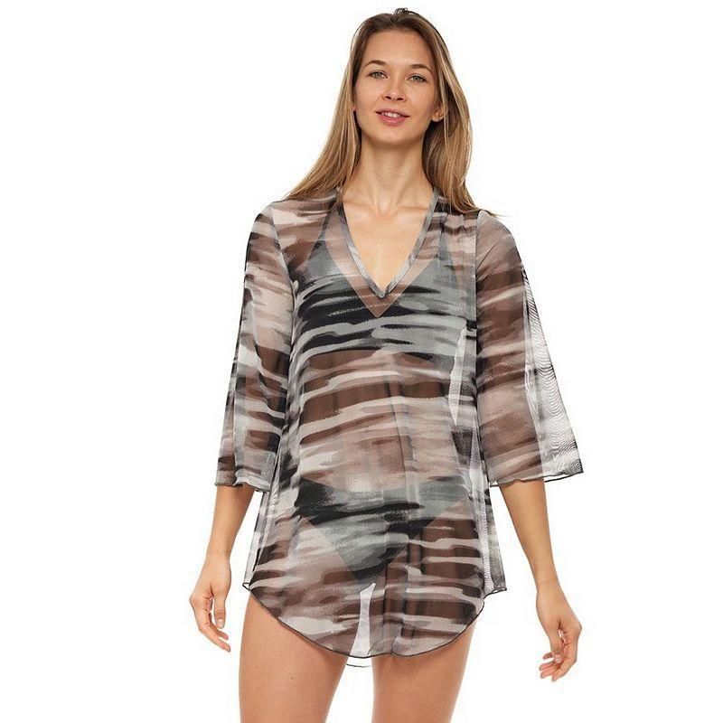 Womens Jordan Taylor Printed Mesh Tunic Swim Cover-Up Blue Product Image