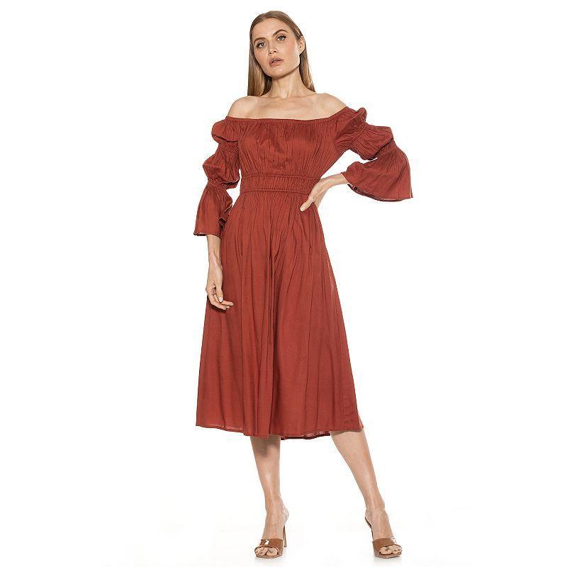 Womens ALEXIA ADMOR Rey Off-the-Shoulder Midi Dress Product Image