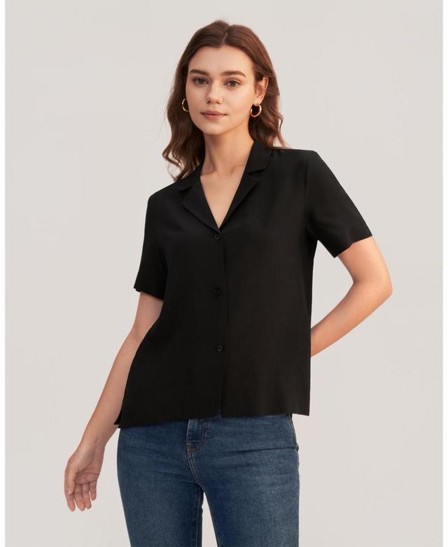 Lilysilk Women's V Neck Half Sleeve Notch Silk Shirt, Xs Product Image