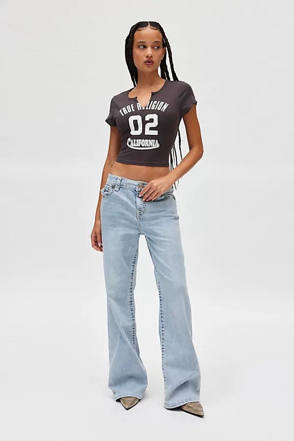 True Religion Logo Graphic V-Notch Slim Cap Sleeve Tee Womens at Urban Outfitters Product Image