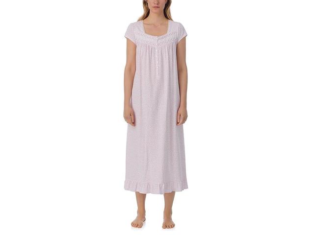 Eileen West Cotton Knit Cap Sleeve Waltz Gown Ditsy) Women's Pajama Product Image