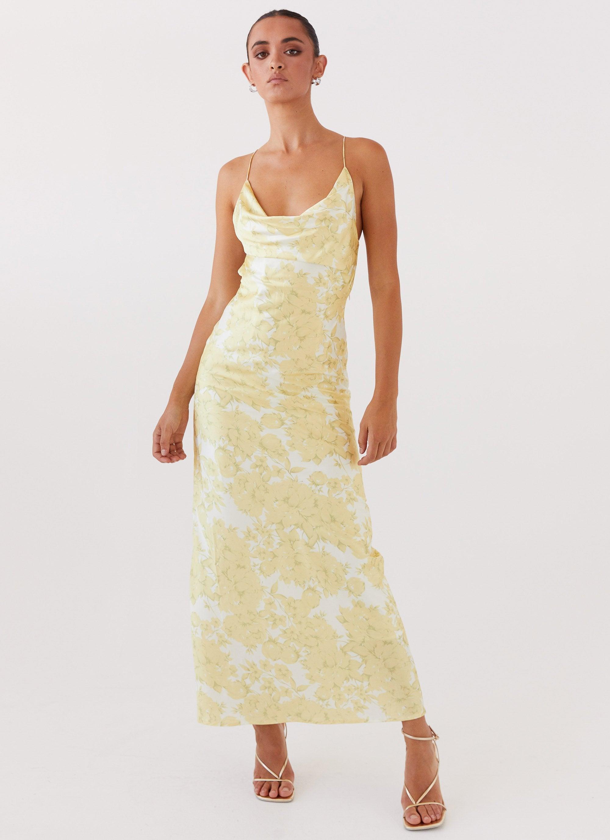 Coastal Escape Satin Maxi Dress - Daffodil Product Image