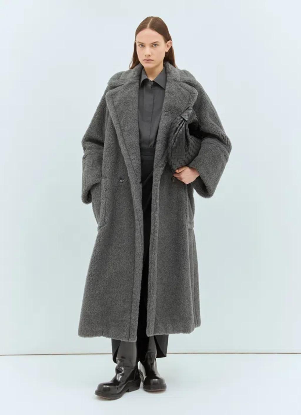 MAX MARA Women Oversized Alpaca And Wool Teddy Coat In Gray Product Image