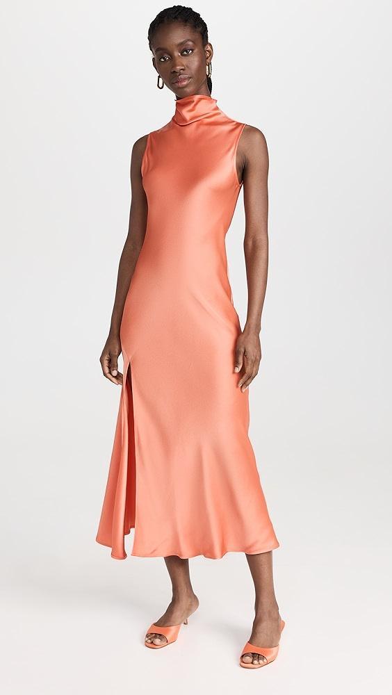 LAPOINTE Double Face Satin Drape Neck Sleeveless Dress | Shopbop Product Image