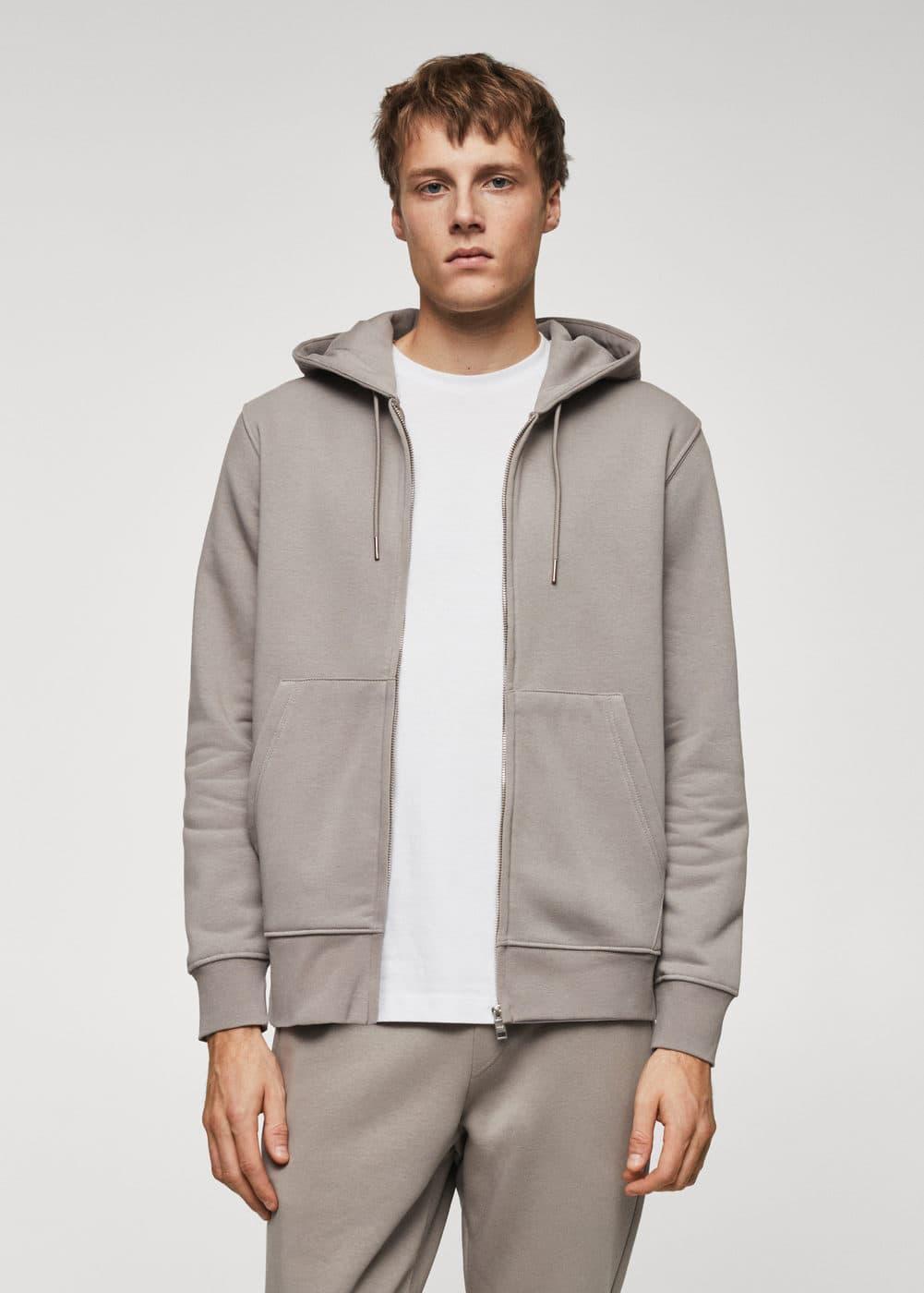 Mango Mens Cotton Zip-Up Hoodie Product Image