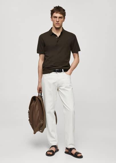 MANGO MAN - Fine-knit polo shirt chocolateMen Product Image