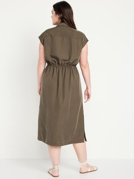 Waist-Defined Utility Midi Shirt Dress Product Image