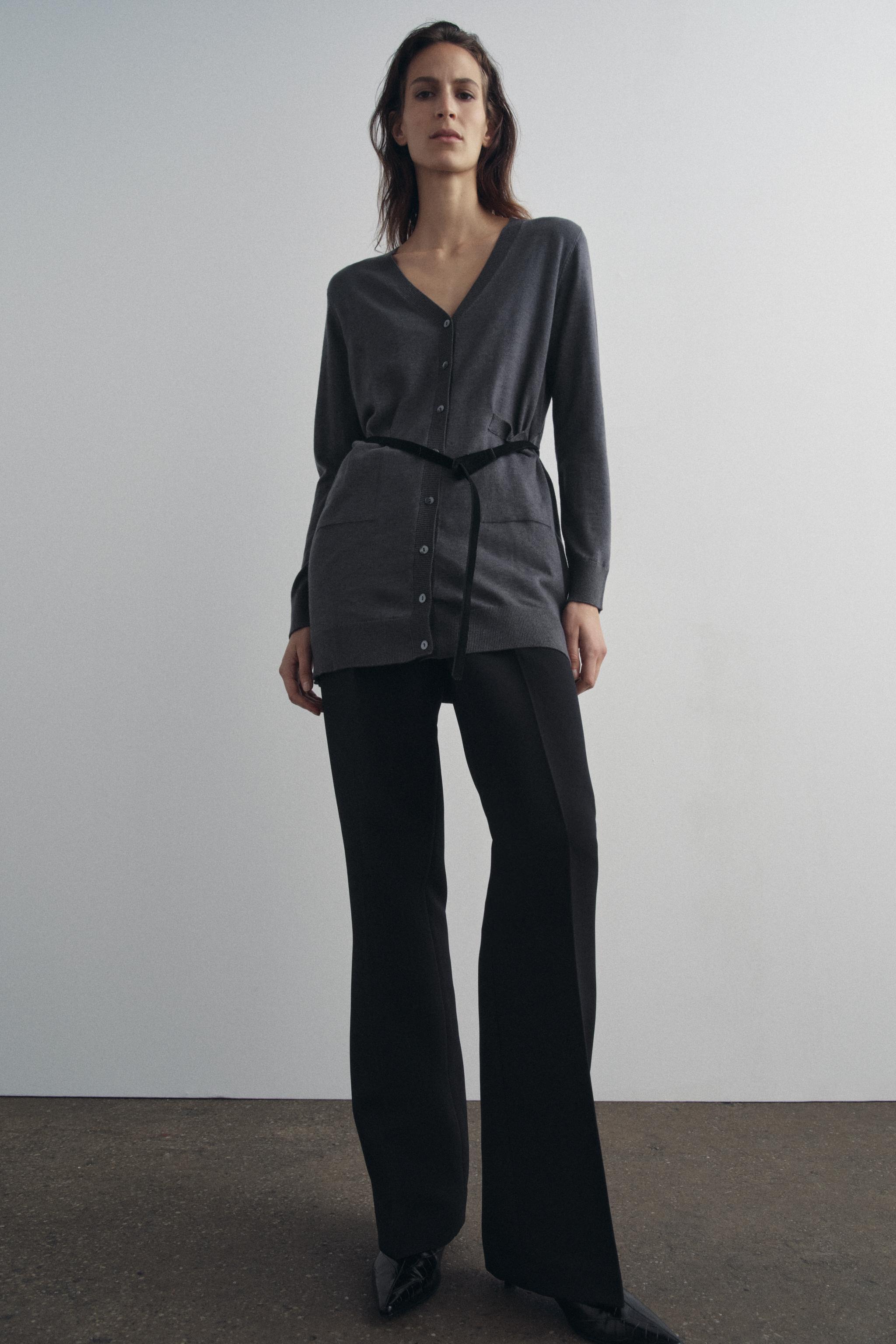 BELTED WOOL BLEND LONG SWEATER product image