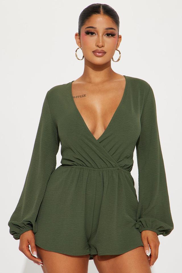 Melanie Surplice Romper - Olive Product Image