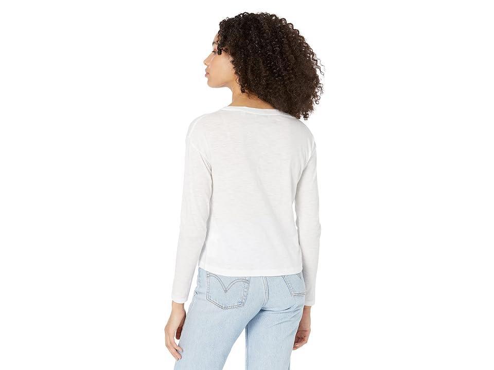 Vince Boxy Long Sleeve 100% Cotton Crew Neck Tee (Optic ) Women's Clothing Product Image