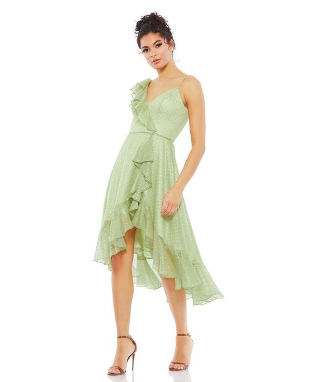 Ieena for Mac Duggal Ruffle Faux Wrap Cocktail Midi Dress Product Image