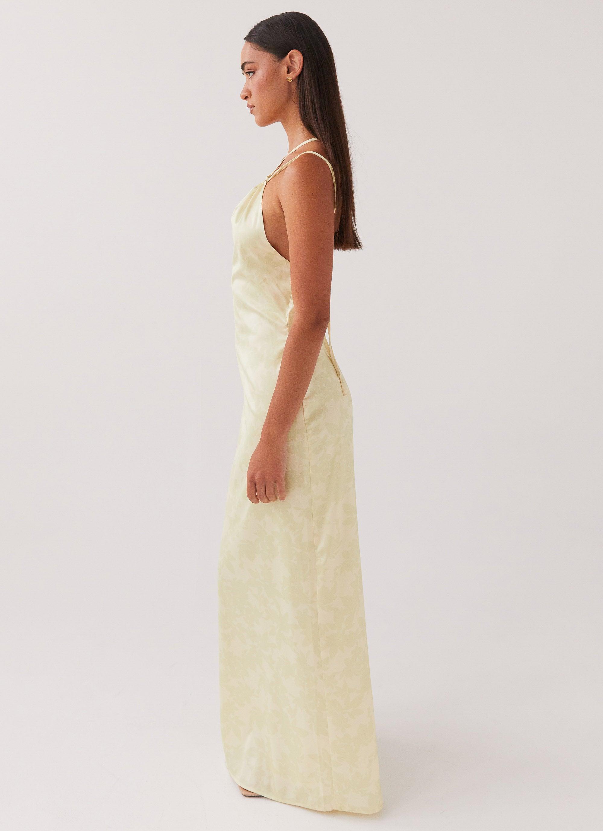 Liliana One Shoulder Maxi Dress - Yellow Floral Product Image