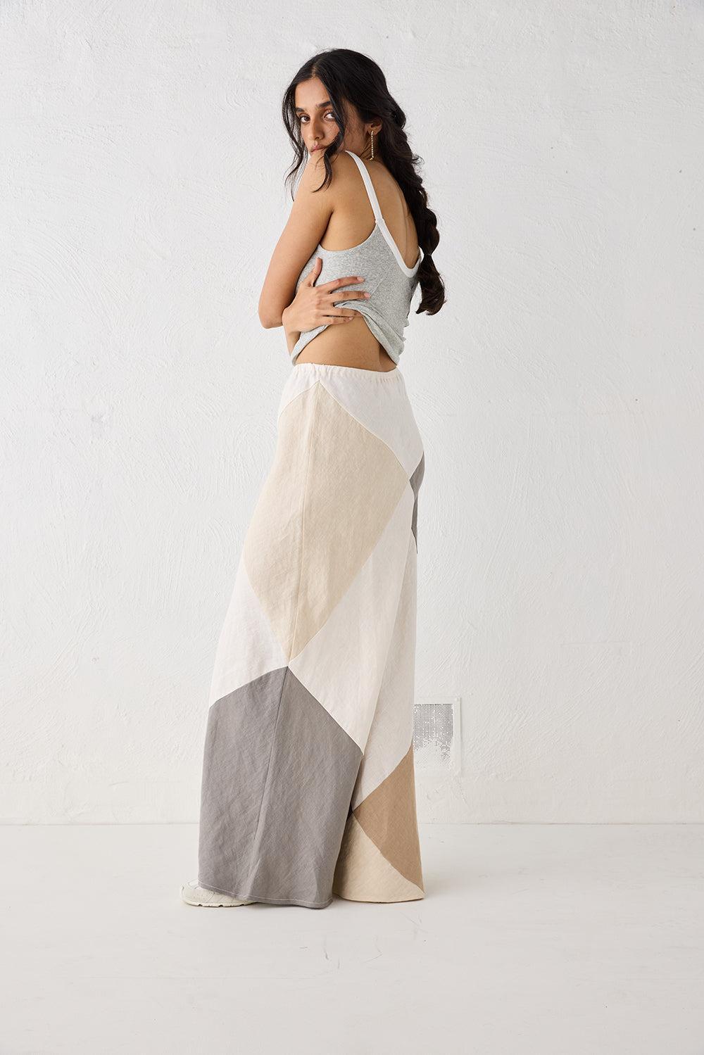 Valencia Bias Cut Linen Maxi Skirt Charcoal Product Image