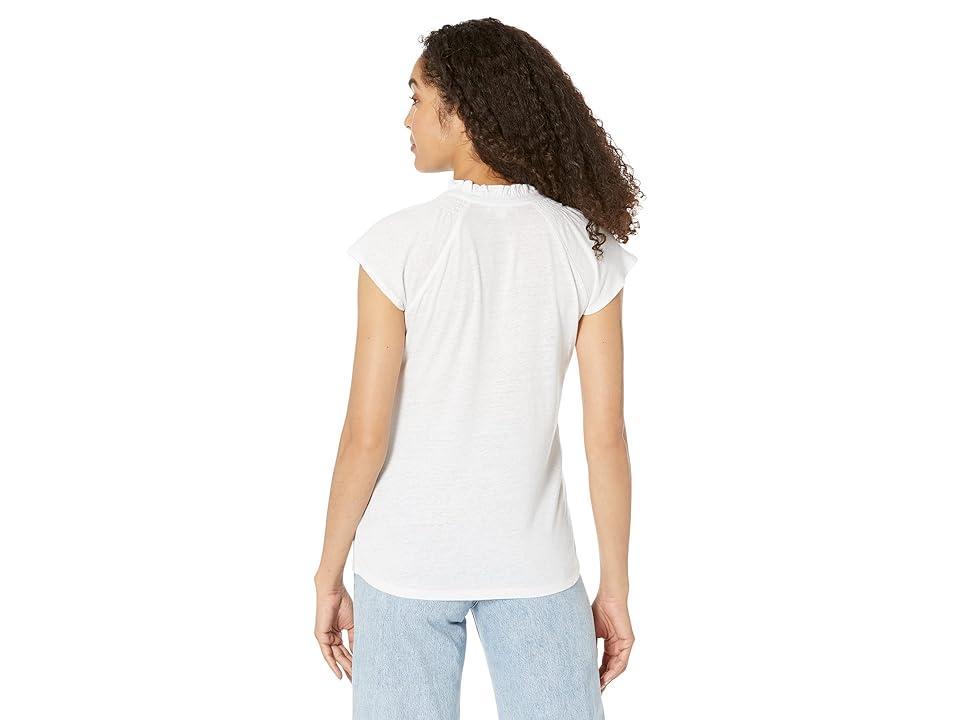 NIC+ZOE Short Sleeve Ruffle V Tee (Paper ) Women's Clothing Product Image