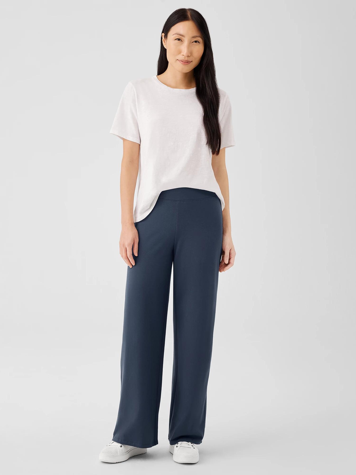 EILEEN FISHER Pima Cotton Stretch Jersey Wide-Leg Pantfemale Product Image