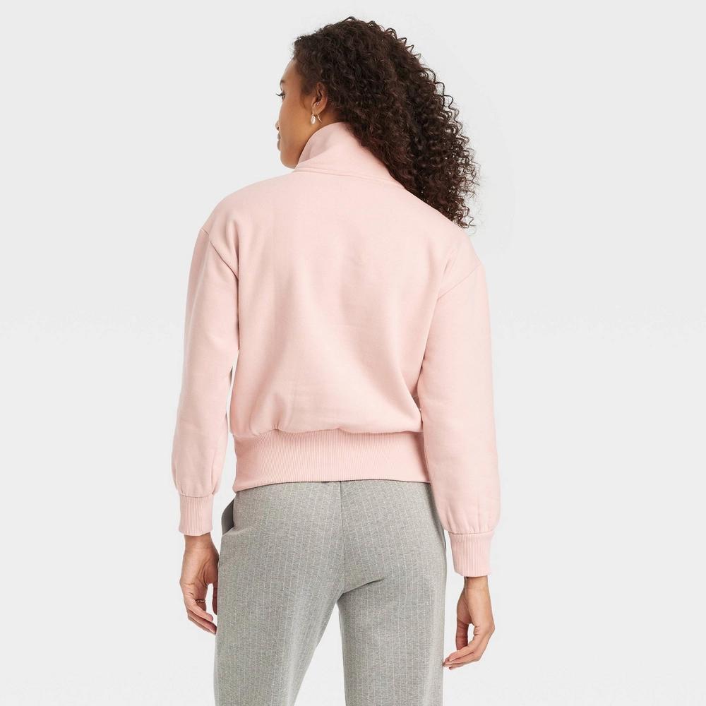 Women's Quarter Zip Sweatshirt - A New Day™ Light Pink M Product Image