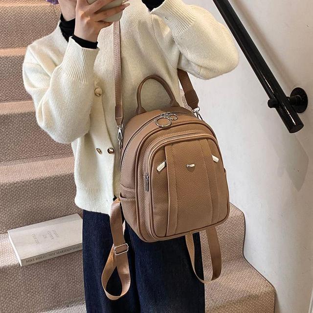 Multi-Pocket Faux Leather Backpack Product Image