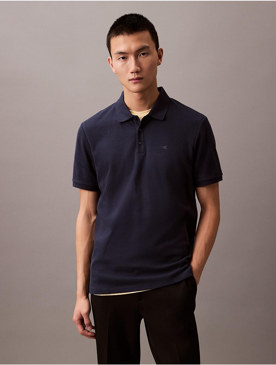 Calvin Klein Mens Drop Needle Classic Polo Shirt - Blue - S Product Image