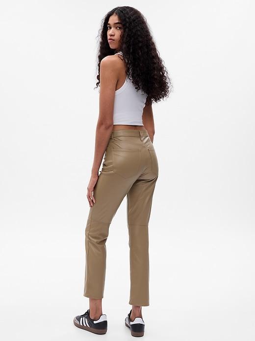 High Rise Vegan Leather Vintage Slim Pants Product Image