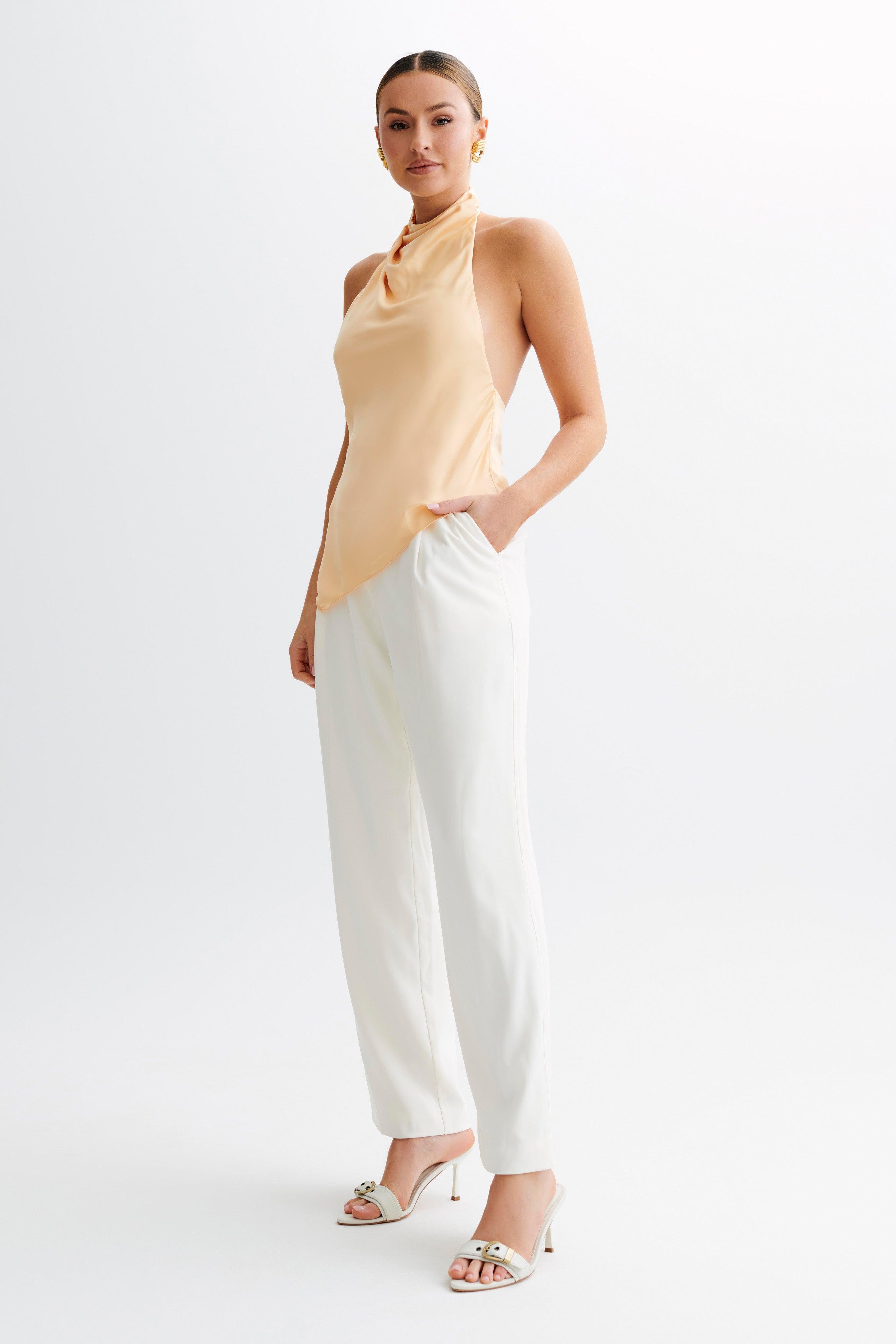 Seraphine Satin Halter Top - Peach Product Image