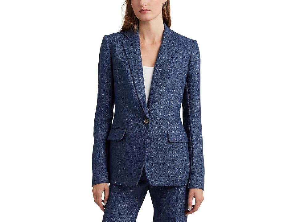 Lauren Ralph Lauren Delave Linen Blazer (Delave ) Women's Jacket Product Image