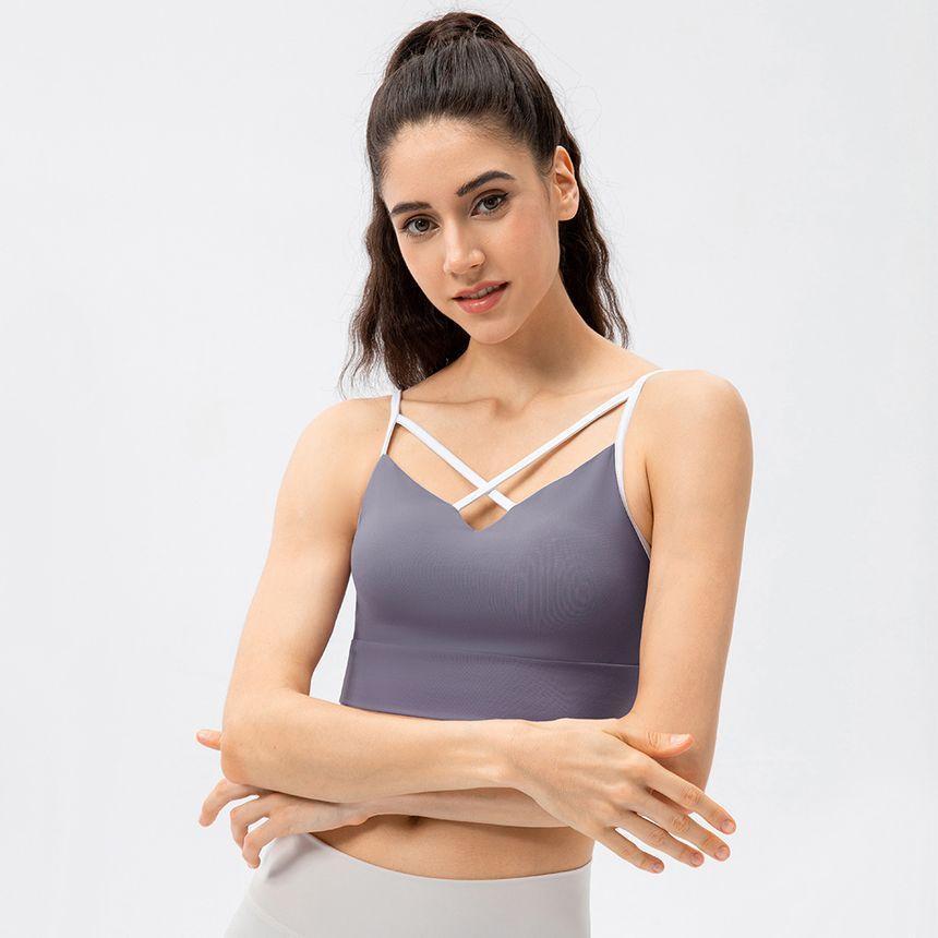 Cross Strap Contrast-Trim Crop Camisole Top Product Image