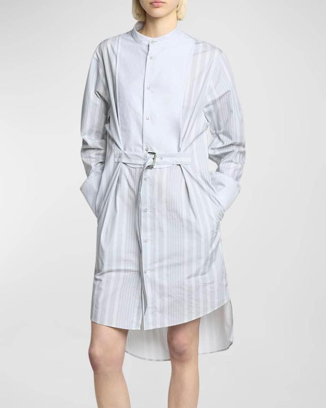 Stripe Belted Tuxedo Shirt Dress Product Image