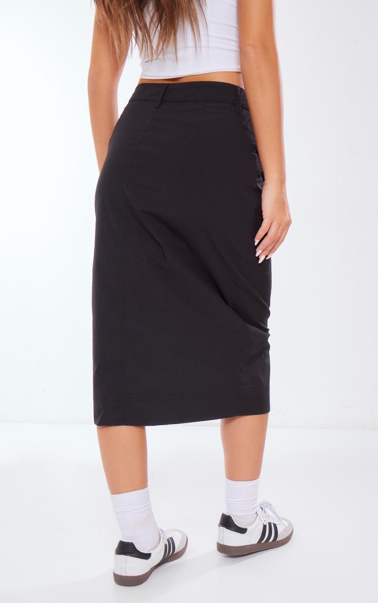 Black Ripstop Cargo Midi Skirt Product Image