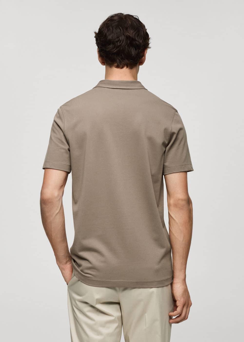 MANGO MAN - Slim-fit textured cotton polo shirt medium brownMen Product Image