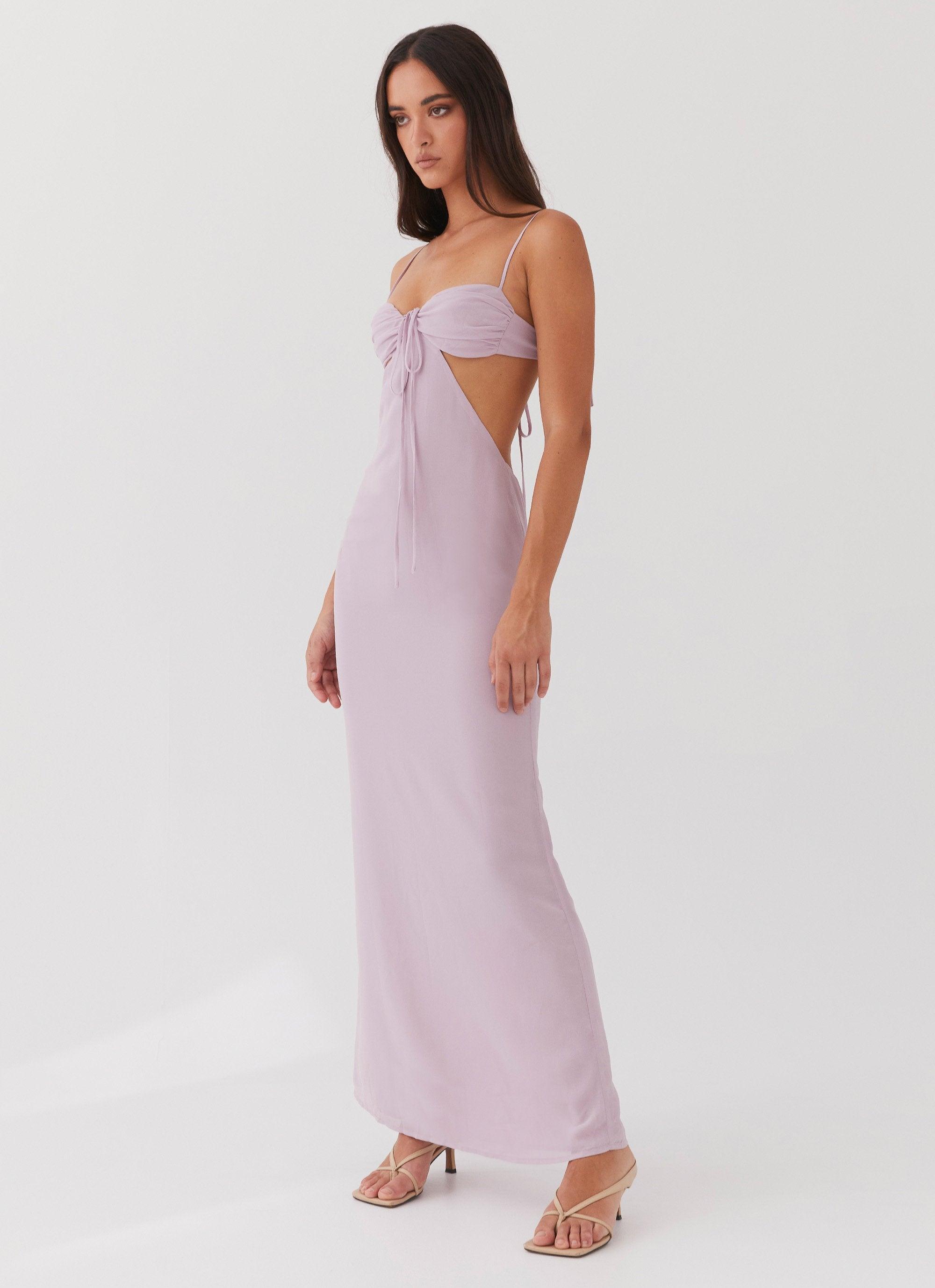 Tyra Ruched Maxi Dress - Lavender Product Image