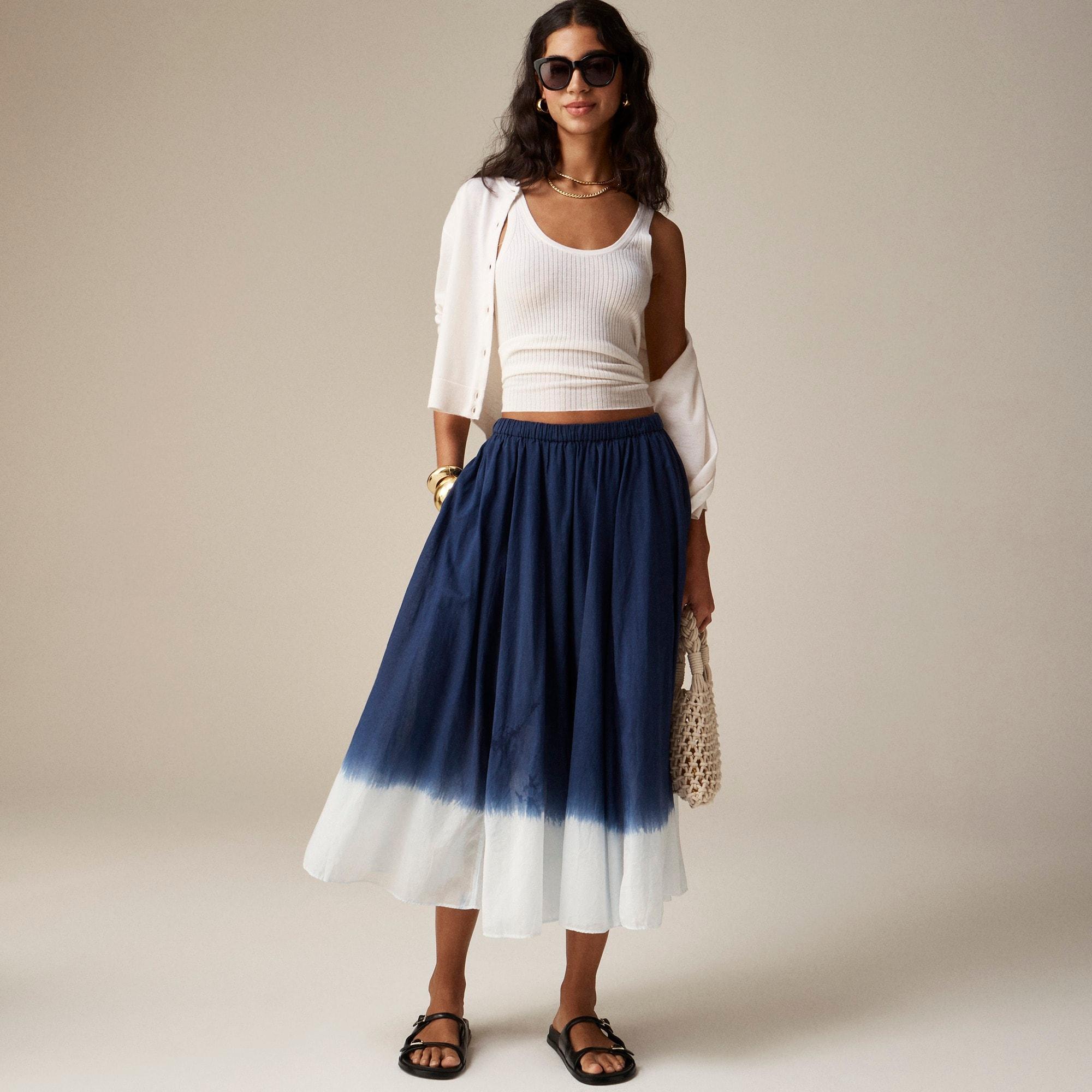 Pull-on midi skirt in dip-dyed cotton voile product image