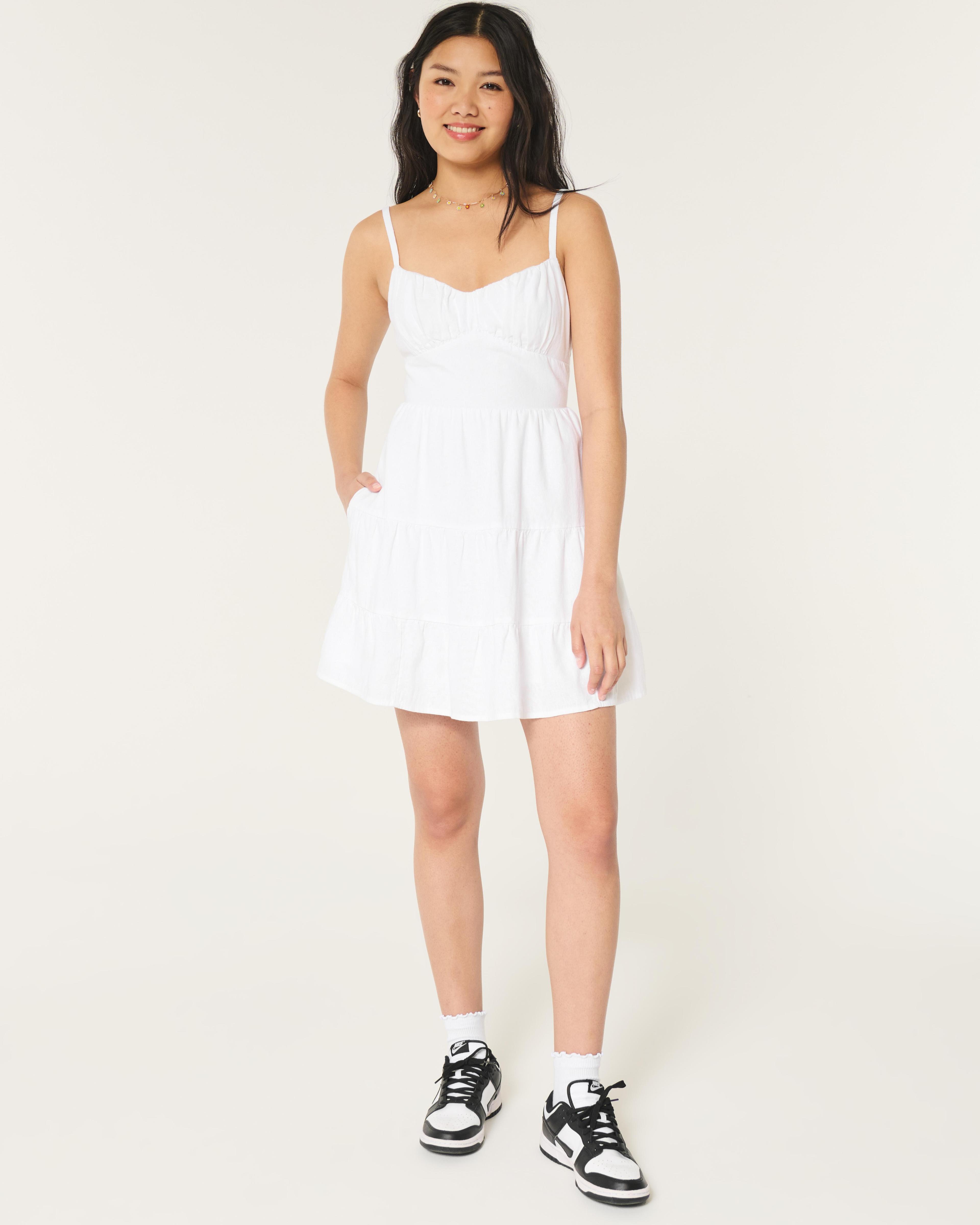 Open Back Linen-Blend Mini Dress Product Image