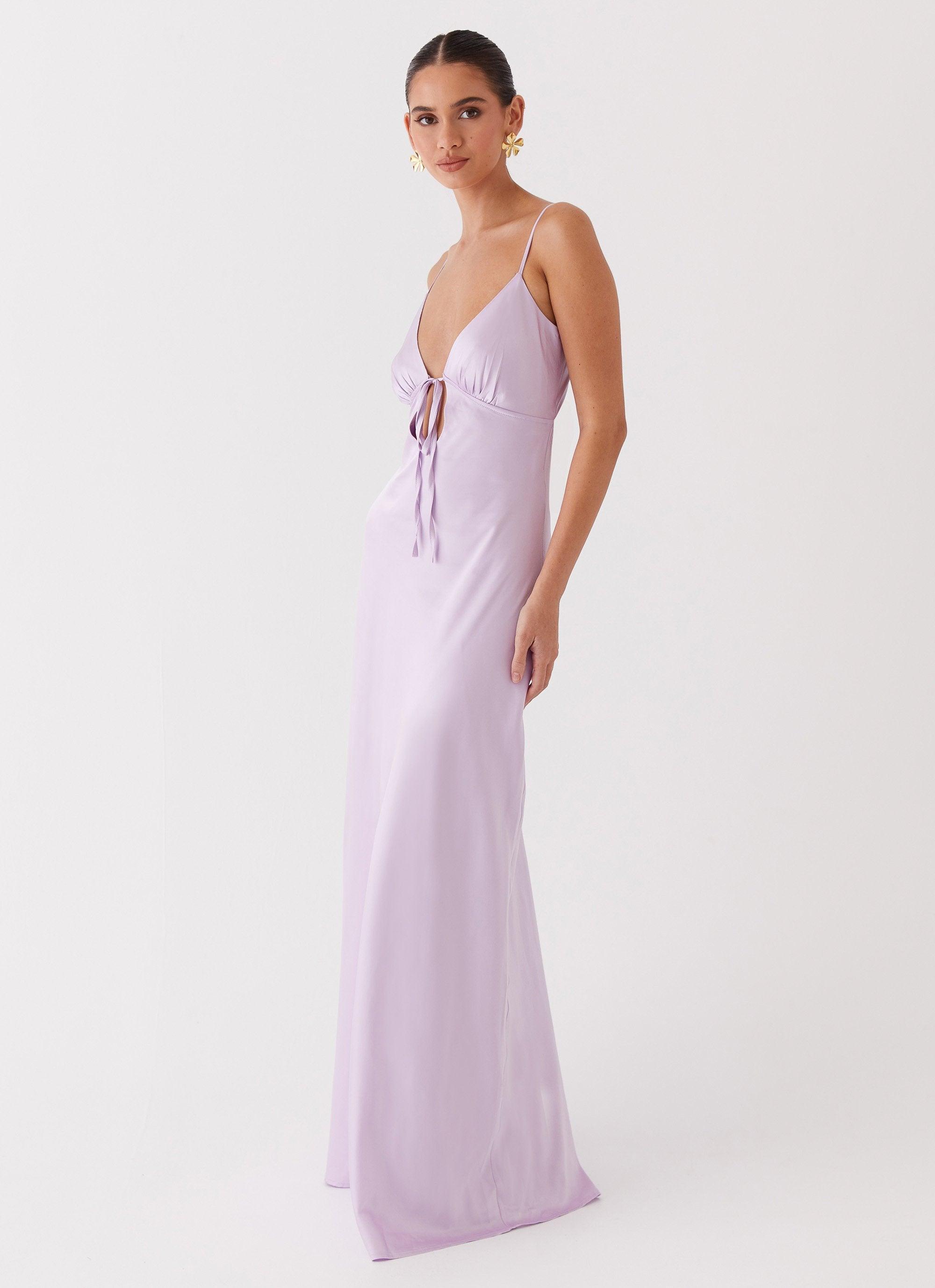 Flora Satin Maxi Dress - Lilac Product Image