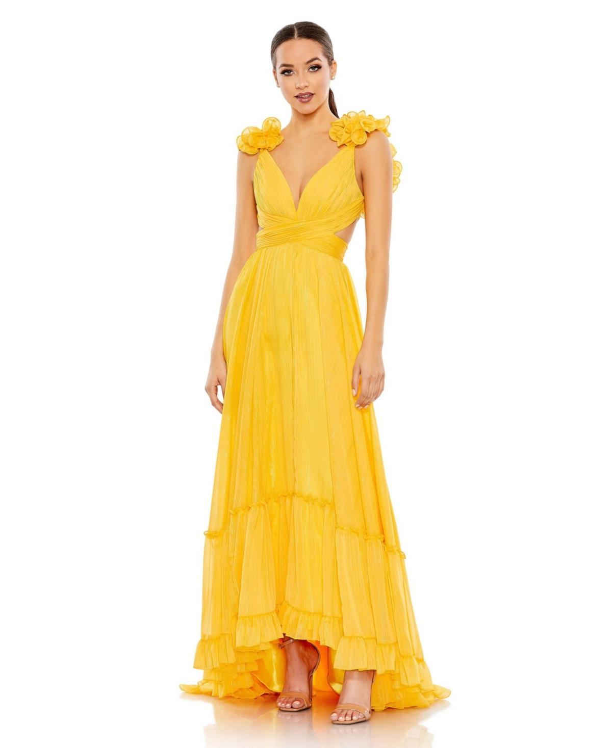 Womens Ruffled A-Line Gown Product Image