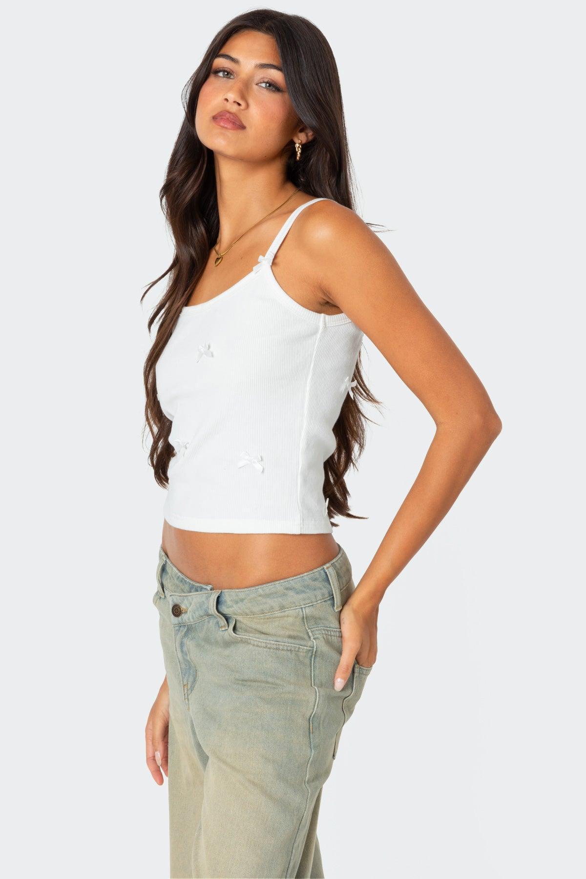 Emilia Ribbed Bow Tank Top Product Image