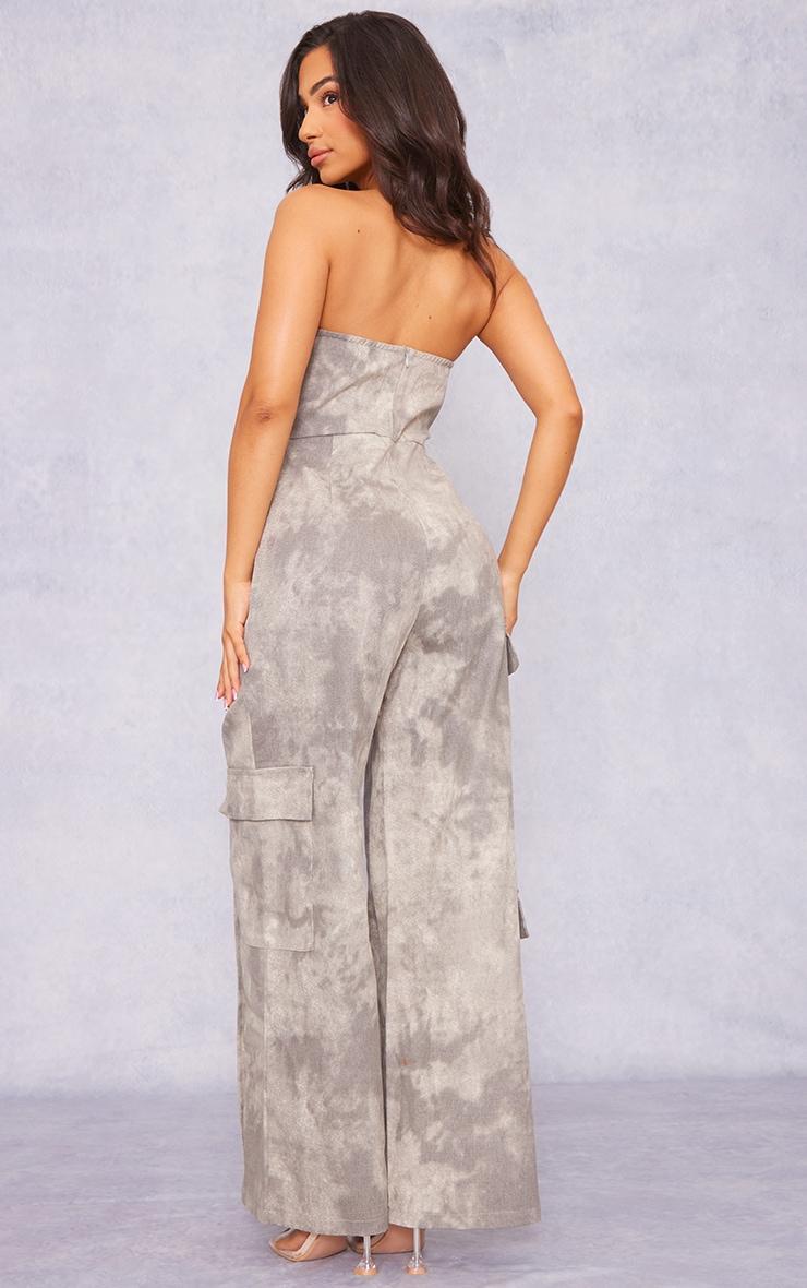 Petite Grey Washed Cargo Jumpsuit Product Image