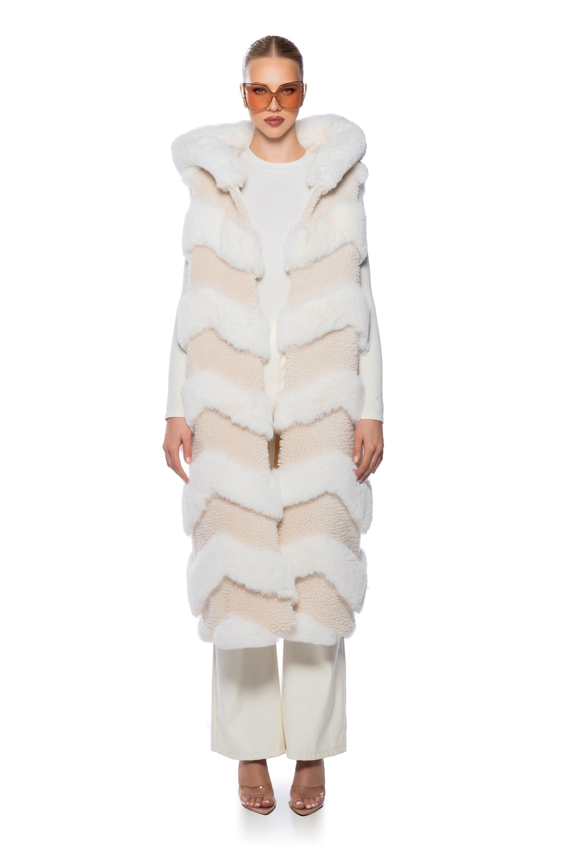 JEMI MIX MATERIAL FAUX FUR VEST Product Image