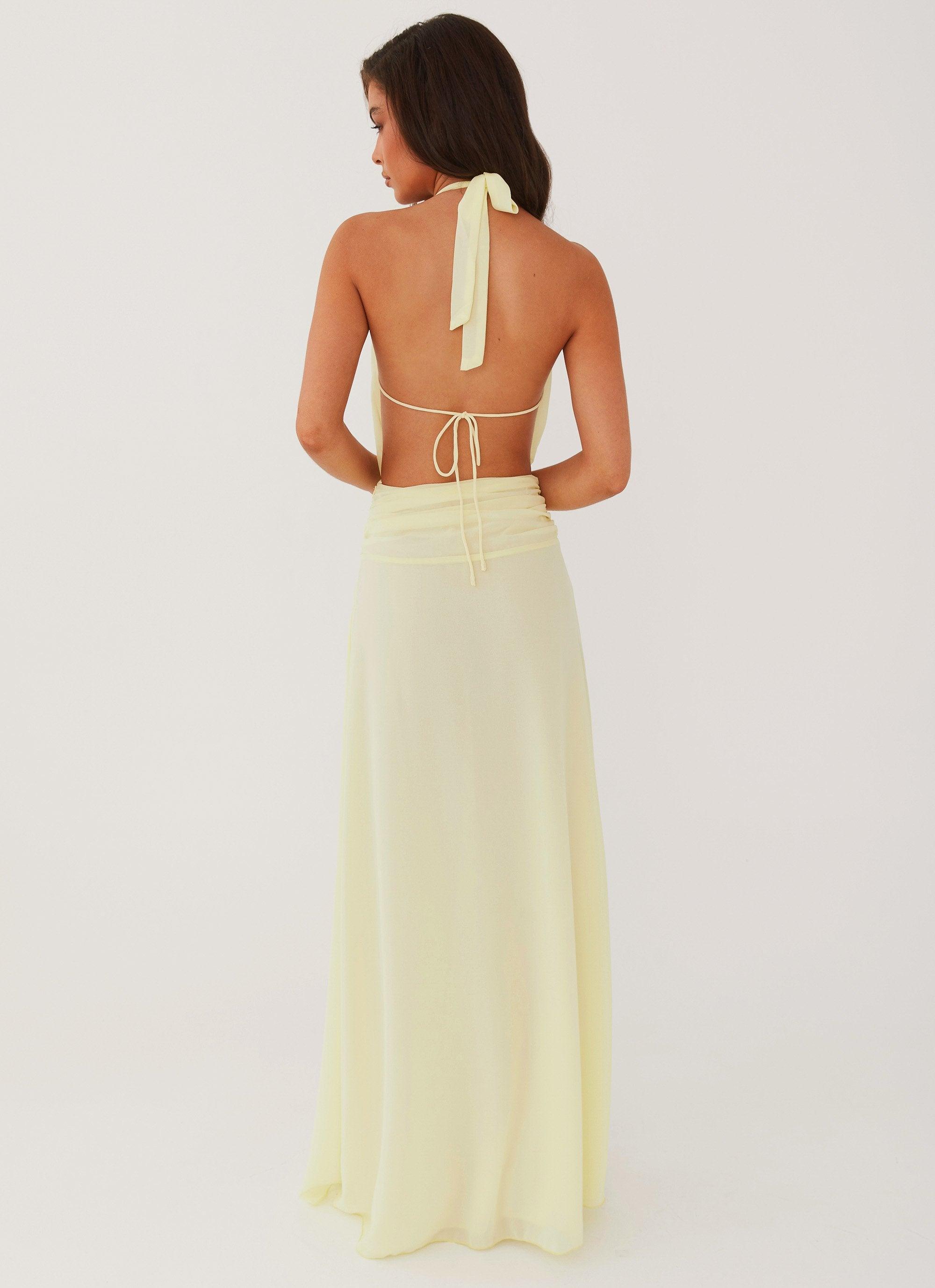 Elysia Chiffon Maxi Dress - Lemon Product Image