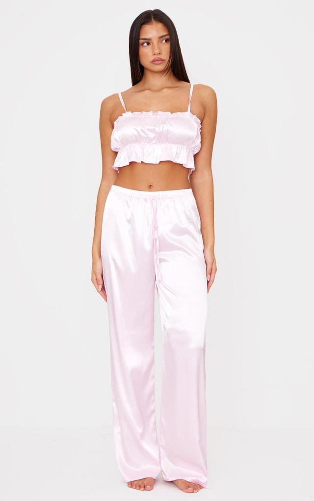 Pink Ruched Cami Long PJ Set Product Image