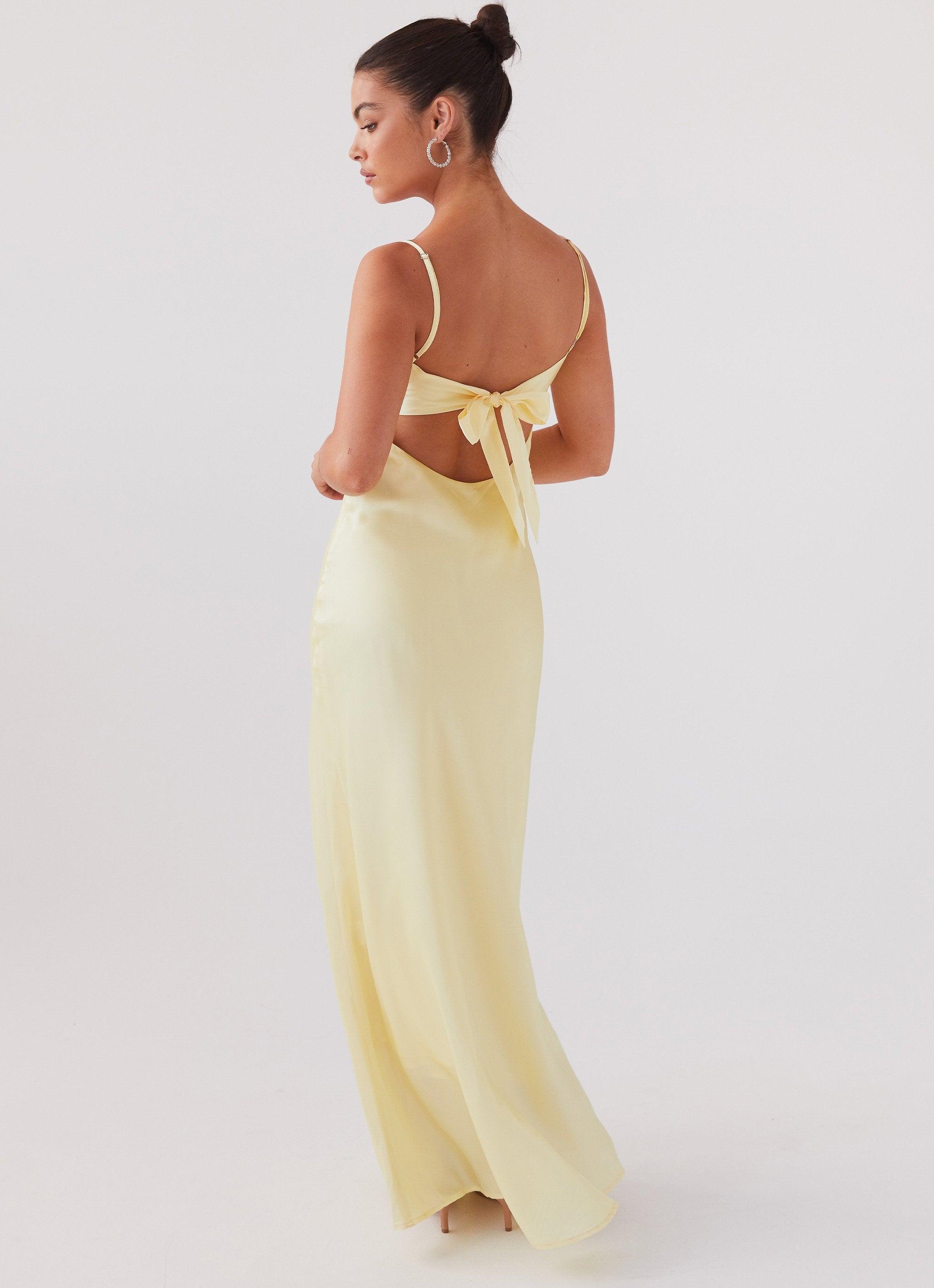 Flora Satin Maxi Dress - Lemon Product Image