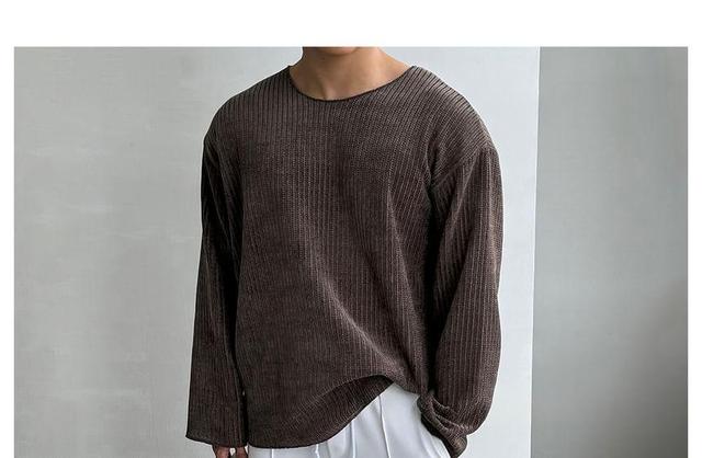 Crew Neck Drop Shoulder Oversized Sweater Product Image