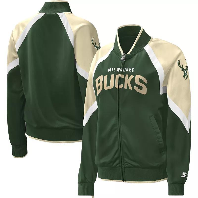 Womens Starter Hunter Green Milwaukee Bucks Slam Dunk Raglan Full-Zip Track Jacket Product Image