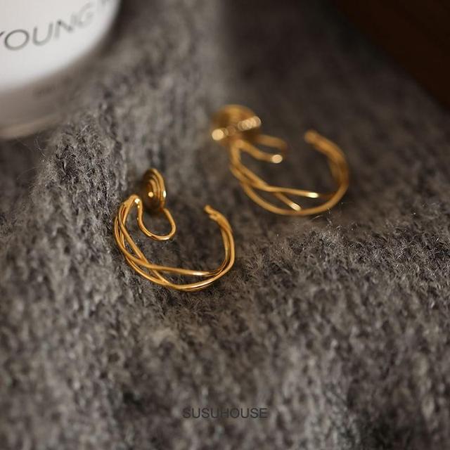 Layered Alloy Hoop Earring Product Image