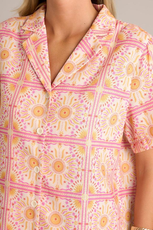 Feel The Sunshine Pink Multi Print Top Product Image