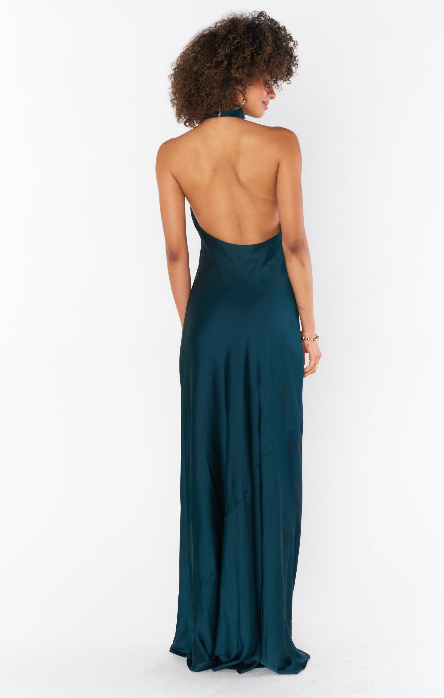 Jasmine Halter Maxi Dress ~ Copper Luxe Satin Product Image