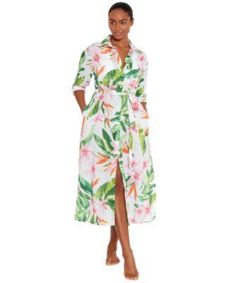 Women's Cotton Floral-Print Cover-Up Dress Product Image