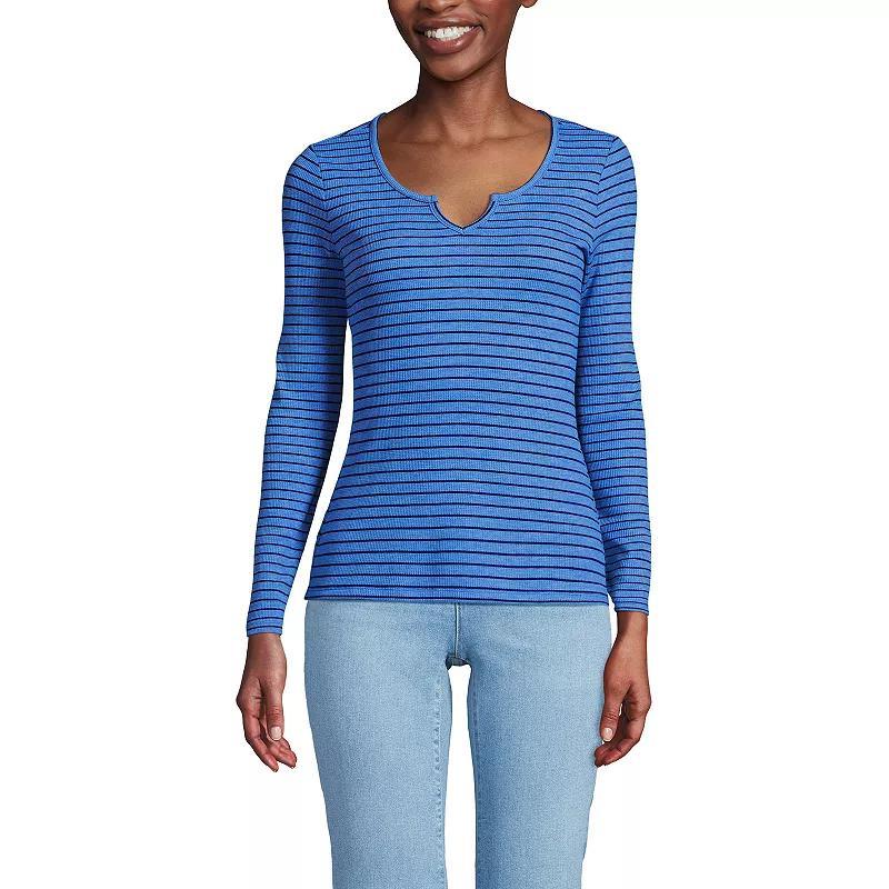 Womens Lands End Waffle Notch Neck Top Product Image