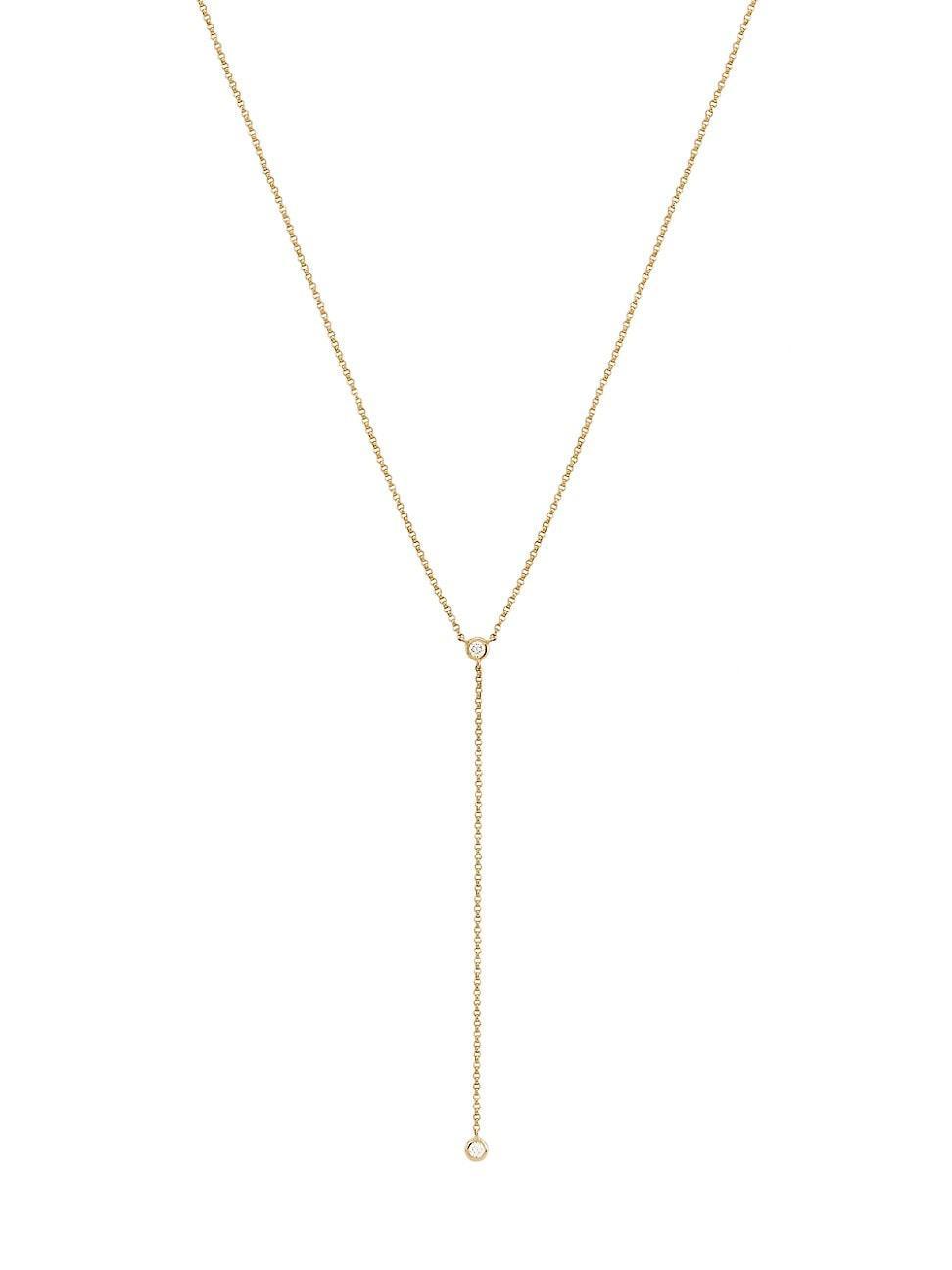 Womens 14K Yellow Gold & 0.104 TCW Diamond Y Necklace Product Image