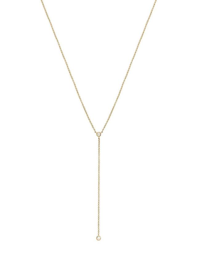 Womens 14K Yellow Gold & 0.104 TCW Diamond Y Necklace Product Image