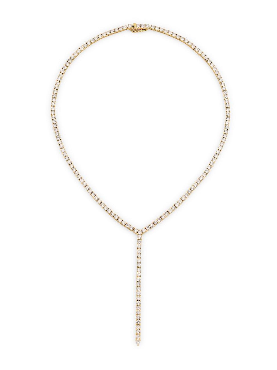 Womens Perfect 18K Gold-Plated & Cubic Zirconia Tennis Y Necklace Product Image